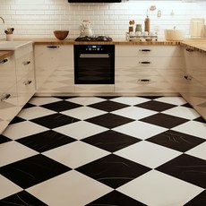 트렌디고 잘라쓰는 주방매트 특대형 pvc 두꺼운 대형 주방 발매트 방수 미끄럼방지 5mm 쿠션, A블랙앤화이트, 1개