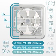 好室居家 窗型 吸排兩用通風電扇 10吋, 1個, 10吋 吸排兩用扇[限1]