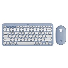 로지텍 PEBBLE 2 COMBO 키보드 마우스 세트, 920-012263, 세레니티 블루, 텐키리스, 세레니티 블루(LO100595)