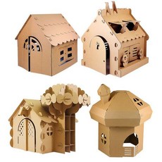 대형 종이집 만들기 DIY 골판지 하우스 이글루 박스 페이퍼 텐트, D. 페어리 트리하우스 98x98x125 cm, 1개