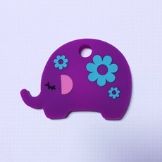 Elephant Silicone Keychain Pendant Flower Design, 紫色鑰匙套, 1套