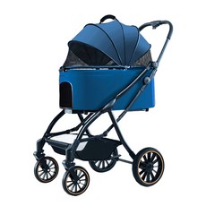 PetHaus 寵物推車 輕量化鋁合金車架 三折 一鍵收車 自動收折, 藍色, 1個