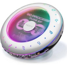 HOTT C901 휴대용 CD 플레이어 블루투스 5.3 건너뛰기 방지 기능 1800mAh 충전식 배터리 TF 카드/RGB 지원 오디오 애호가 및 차량/여행용 소형 플레, 은색