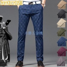 夏季男士高爾夫球褲 格子長褲 薄款透氣休閒運動男裝球褲, 925灰色,33碼【2尺6腰圍 】, 1個