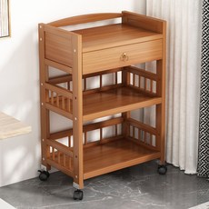 오즈상회 원목트롤리 우드 3단 플로어 스탠딩 트레이 이동식 웨건 수납선반, 7. C타입 3단 50cm