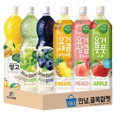 자연은 1.5L 음료 6종 세트 요거풋풋 ( 파인애플 복숭아 사과 ) 과일 주스 ( 망고 샤인머스캣 블루베리 ), 6개