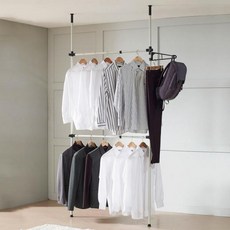 버원행거 25파이행거 2단폴행거-2단행거 원터치행거 시스템 조립식 드레스룸행거, 상세페이지 참조