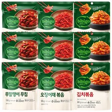 비비고 반찬(무말랭이3+오징어채볶음3+김치볶음3), 1세트, 735g