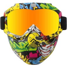 오토바이 헬멧 라이딩 고글 안경 탈착식 페이스 마스크 탈착식 김 서림 방지 따뜻한 고글 마우스 필터 조절 가능한 미끄럼 방지 스트랩 빈티지 불렛 파이트 모토크로스