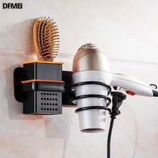 DFMEI 壁掛吹風機架 浴室收納置物架, 黑色方杯吹風架:參考詳情, 1個