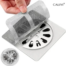 103050100 PCS 일회용 샤워 드레인 헤어 캐처 바닥 스티커 욕실 욕조 싱크 주방 메쉬 커버, 10PCS