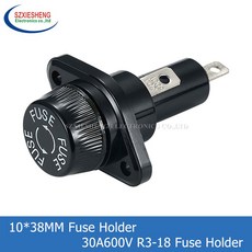 R3 18 퓨즈 홀더 PCB 패널 장착 고전류 및 고온 저항 박스 10 38mm 30A600V, 1개