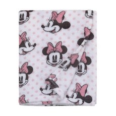 Disney Minnie Mouse Pink White and Black Super Soft Plush Baby Blanket, Disney Minnie Mouse Polka Dot, 30x36 Inch (Pack of 1)