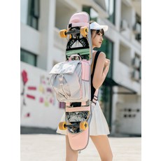 롱보드 가방 스케이트 대용량 롱보드 인라인 수납 어깨끈 휴대용 백팩 보관 케이스, 1개, 화이트레드