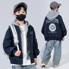 AA2960 가을 간절기 남아 주니어 키즈 초등 아동 바람막이 무지 재킷 코트 자켓 미디 아우터 면 혼방 후드 후리스 점퍼