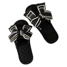 EVER HOUSE 摩登簡約纖細蝴蝶結室內拖鞋, 黑色, 1個