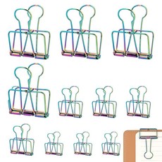 TOCCOOL 다채로운 할로우 메탈 종이 클램프 12개 사진 클립 장식용 사무실용 아트워크 클립(3가지 사이즈) 169127