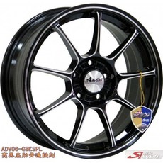 FK鋁圈 17吋 5/114.3 ADV-06 亮黑底肋骨邊銑刻, 1個