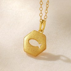 [골드팡] 24k 순금 럭키피쉬 프레임 목걸이 봄코디 데일리 위시 행운 기념일 생일 선물 추천 행운의 물고기 목걸이