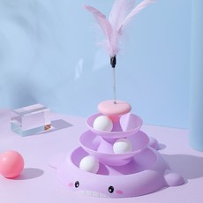 《小日子家居館》爆款貓咪玩具 新款冰淇淋軌道遊樂盤 逗貓自嗨解悶神器 轉盤小貓玩具, 小鯨魚-紫羅蘭色,Opp袋裝, 1個