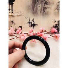 58.7mm 墨翠圓骨鐲 天然翡翠A貨 附台灣大證, 1個