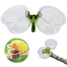 루베이 2in1 소형 동물 급식기 급수하다 세균 방지 공간 절약 건강 지킴이 앵무새/버드/반려새, 투명색, 1개