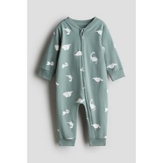 H&M 브랜드관 패턴 파자마 수트 카키 그린/공룡 1238371009