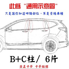 卡夢貼膜 中柱貼, B+C柱 / (６片),【７代】12年~18年10月