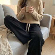 라뜨에르 여성 겨울 기모 골덴 바지 코듀로이 와이드 밴딩 팬츠