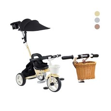 삼천리 샘트라이크 200 접이식 유아 세발자전거 폴딩자전거 바람막이포함, 2026 샘200(라탄바구니)-아이보리