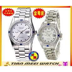 Oglival 情人對錶 藍寶石水晶鏡面 18K包白金 天美鐘錶