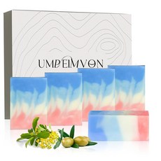 Umpeimvon 5팩 카스티야 비누 올리브 오일 바 72% 18% 코코넛 수제 콜드 프로세스 얼굴 바디 면