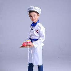 兒童廚師表演服裝 幼兒園工作服, 深藍色藍色長袖廚師,100cm