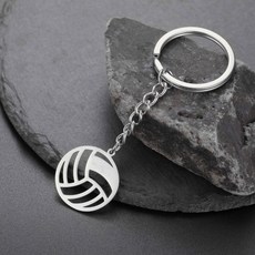 배구 축구 농구 럭비 풋볼 야구 키체인 개인 맞춤 선물 여성 남성용 금속 스테인리스 스틸, 실버, No Engrave Name, [00] Volleyball