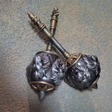 기사 군인 생긴 사자 머리 패턴 망치 해골 수지 액션 피규어 인형, 1. lion, A. two Hammer