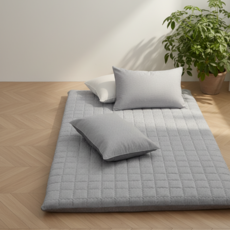 슬립클라우드 누빔 요매트 두꺼운 요셋트 두툼한 까는 바닥이불, 그레이, 5cm