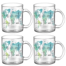 ECLATIS TiON 온cy 스프링 사쿠라 커피 머그 4개 355ml12온스 일본 벚꽃 유리 컵 손잡이 포함 봄 꽃 머그잔 핑크 휴일 특별한 선물 음료 용기 파티, 세계 지도