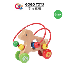 GOGO TOYS 可愛小馬繞珠玩具 木製益智玩具 寶寶手眼協調訓練 顏色認知玩具, 彩色, 1套