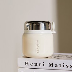 SENSO幾簡 316不鏽鋼燜燒罐 500ml 迷你便攜保溫罐 寬口食物罐 早餐杯 燜燒杯, 1個, 白色,500ml