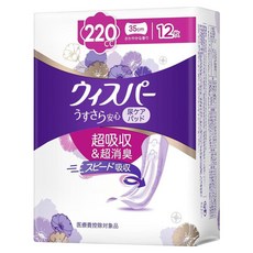 Whisper 超強吸收成人衛生護墊（220cc）- 每包 12 片, 1個, 12個墊子
