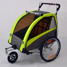 자전거 트레일러 알루미늄 2인승 후방 카트 고내구성, 조깅 인라인 그린, 1개