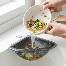 음식물 거름망 싱크대 음식물 거치대 원클릭 자석 고정 삼각 배수 바구니, 1개, 고급 그레이