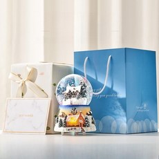 눈 내리는 마을 스노우볼 크리스마스 워터볼 오르골 컬러풀 스노우 하우스 리모컨 48곡 A, 스노우플레이크 크리스탈 볼 핸드 B