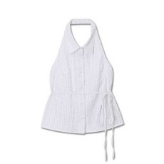 [국내정품] 미치코런던 나시시어서커 스트라이프 홀터넥 탑 화이트 205841