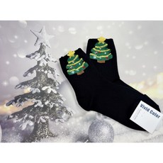 聖誕襪 聖誕交換禮物 情侶襪 聖誕老公公 雪人, 1個, 立體聖誕樹