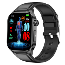 액션맨 글루코워치 ET 건강데이터 스마트워치, 블루투스, 5.13cm, 블랙실리콘+블랙레더