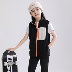 中大童搖粒絨加厚立領背心 男童女童 秋冬保暖防風抗靜電內搭背心