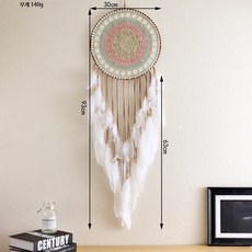 드림캐처 장식 대형 플라스틱 소재 흰색 깃털 벽걸이용 결혼식 소품, D_빈티지 스타일 30cm 원형