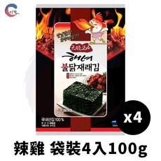 JIDE 韓國海苔 天曉海女 海苔片 原味 袋裝4入100g, 1個, 辣雞4入 2026/09/07