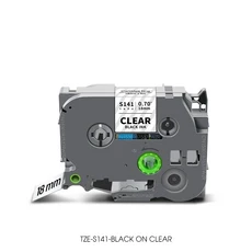 브라더 호환 18mm 강력 접착 TZe 테이프 푸치 라벨 메이커 대체용, 02 Black on Clear